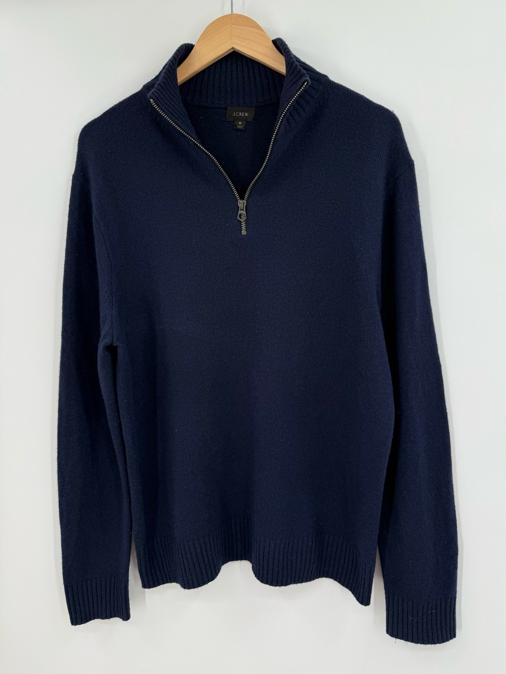 J.Crew Mens Merino Wool Blend Half Zip Sweater | Navy | Medium